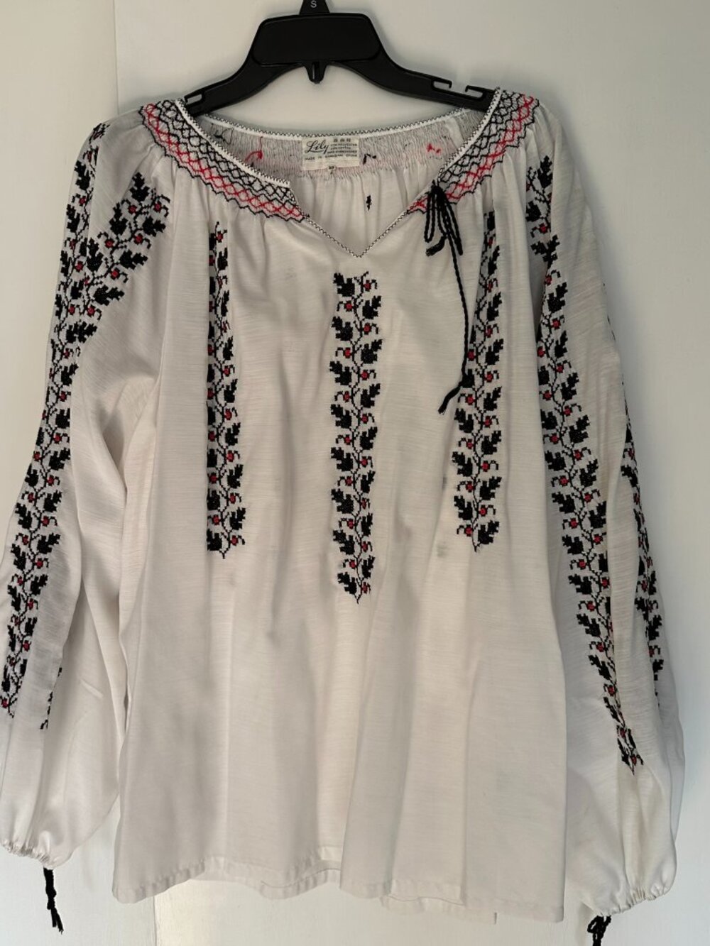 Lily Embroidered Poet Blouse, Size 50